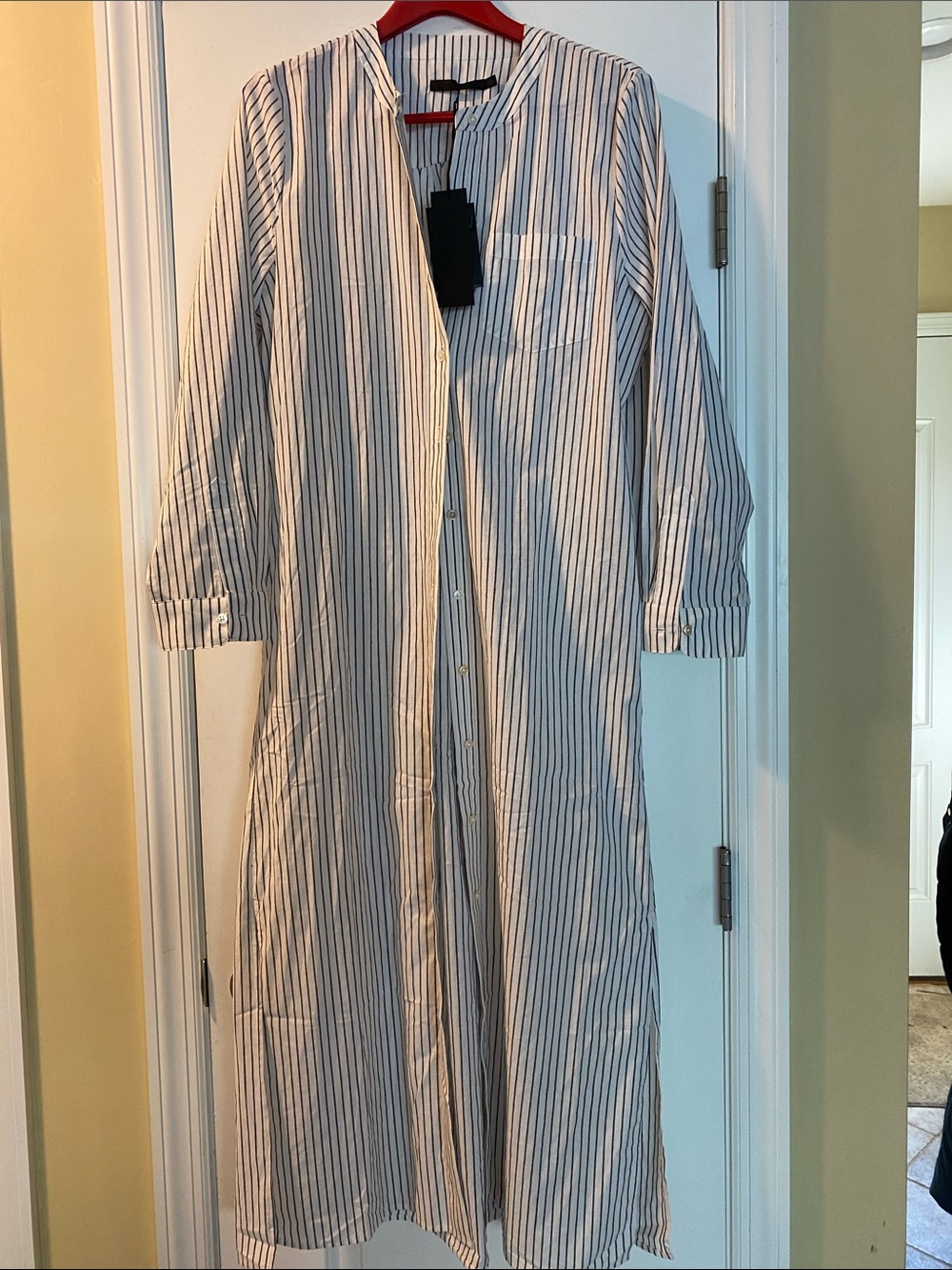 Jenni Kayne Cotton Stretch Button Down Caftan Maxi Dress NWT